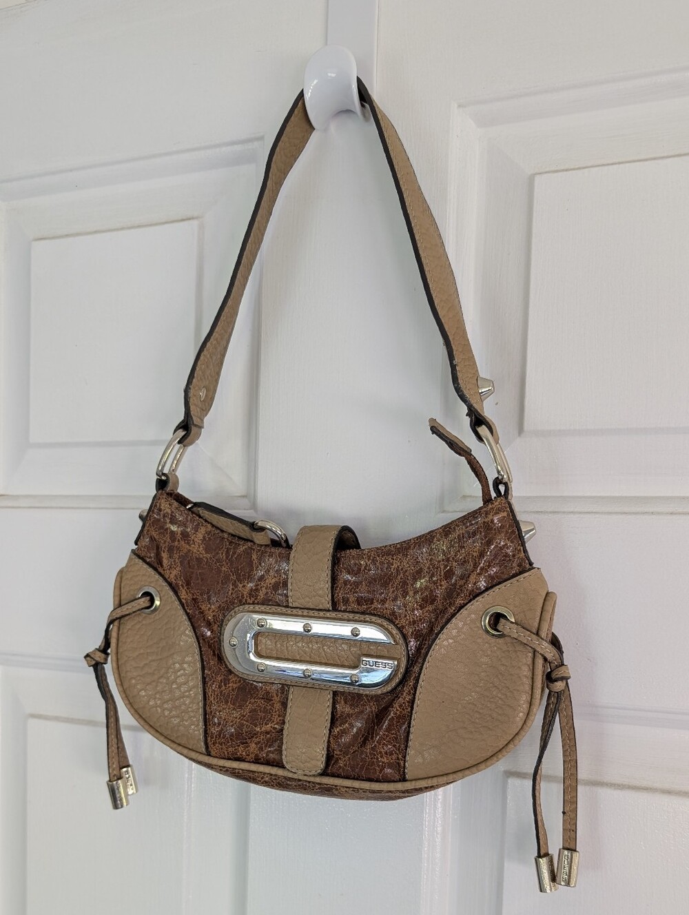 Vintage GUESS Y2K Shoulder Bag In Brown And Tan
